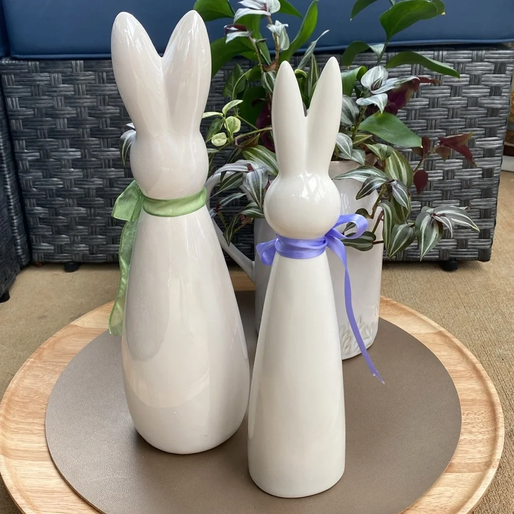 Set of 2 ceramic bunnies - Picture 4 of 8